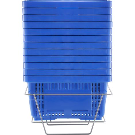 Mophorn Carrello della spesa in blu, un set da 12 pezzi, è la scelta eccellente per la spesa. Questi cestini per la spesa in plastica resistente da 24l sono progettati con una maniglia e un supporto