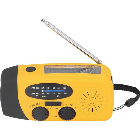 Radio solaire à manivelle, radio d'urgence multifonctionnelle avec éclairage LED et lampe torche pour le camping, orange, Europe (1/5)