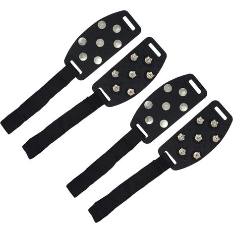 Lot de 4 crampons à chaussures à installation rapide avec 7 dents antidérapantes parfaites pour les activités de glace et de neige comme la randonnée, la marche (1/4)