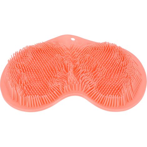 Tapis de massage pour pieds sous la douche en silicone antidérapant rouge, avec ventouses puissantes, exfoliant pour hommes et femmes