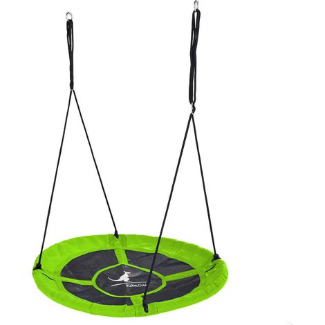 KANGUI Balançoire ronde nid d'oiseau rond Ø100cm - Vert - Charge 150kg maxi (1/4)