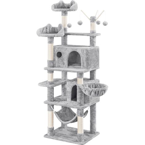 Yaheetech Albero Tiragraffi per Gatti in Truciolato e Sisal Palla da Gioco Condomini Chairo Grigio