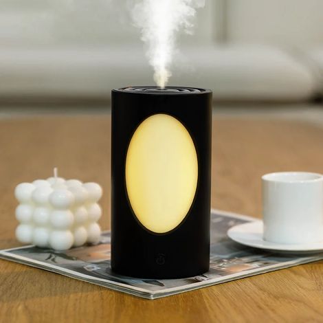 Humidificateur d'air noir de 600 ml, rechargeable sans fil avec lumière LED colorée (1/5)