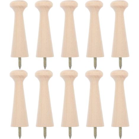 LYERCW - Lot de 10 boutons de style shaker à visser, en bois, pour fixation murale. (1/4)