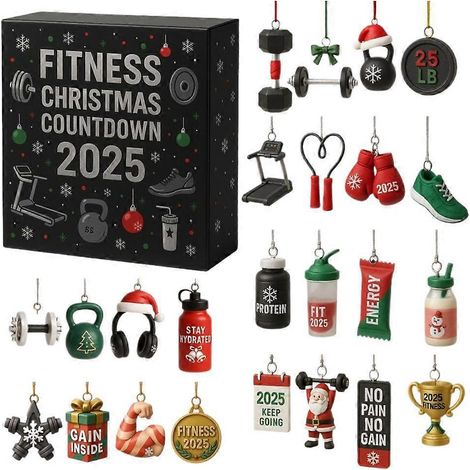 Calendrier de l'Avent 2D en acrylique, 24 jours, décoration, accessoire de fitness pour la maison ou la salle de sport, cadeau idéal pour les fêtes. (1/5)