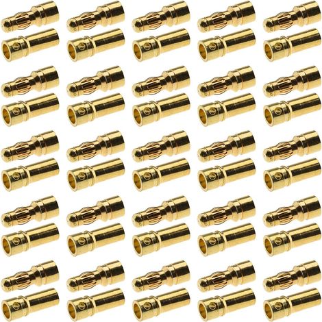 25 Pairs of 3.0mm Plated Bullet Banana Connectors for Lipo Battery, Motor, and ESC (1/5)