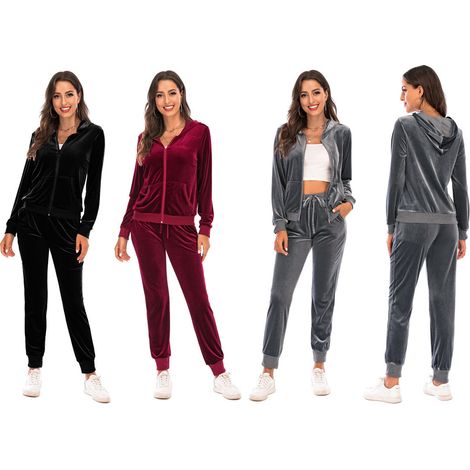 Ensemble de survêtement femme KZQ, chapeau en velours 2 pièces GRIS GRIS GRIS (1/5)