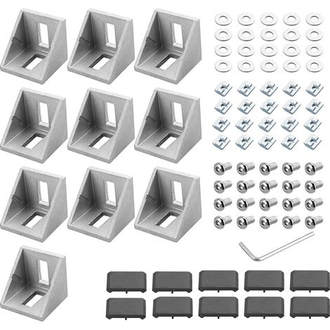 4040 Série 10x Equerres de Fixation 404040mm pour Profilé à Rainure de 8mm Corniere Raccord en Aluminium Support Joint à Angle Droit Connecteur d'Angle avec Boulons de Fixation M815.8mm (1/5)