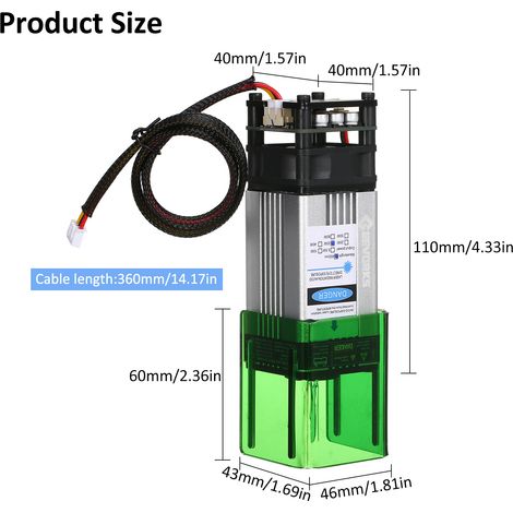 Module laser 450 nm 30 W avec couvercle de protection, tête de gravure à focale fixe, graveur haute vitesse, imprimante 3D, routeur CNC pour bricolage, artisanat, bois, cuir, tissu, papier, gravure. (1/5)