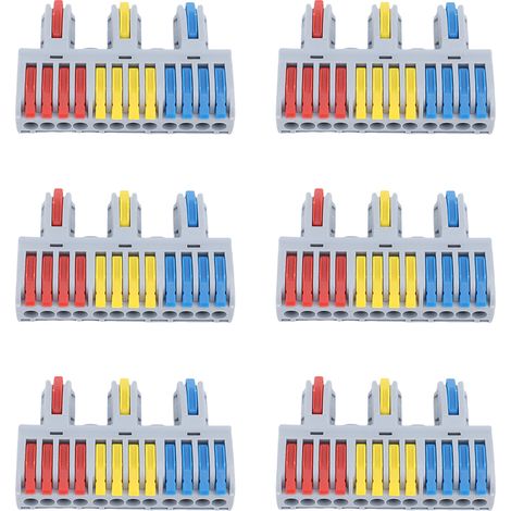 Connecteur de fil à levier enfichable, 6 pièces, 32A, 3, 12 sorties, électrique rapide pour fils flexibles et solides (1/5)
