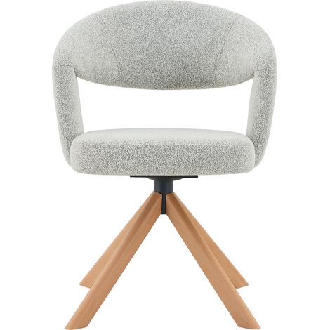 ELVMI Lote de 2 sillas de comedor giratorias a 360 grados, Respaldo curvado, Tela y madera maciza, Gris claro y madera (1/5)