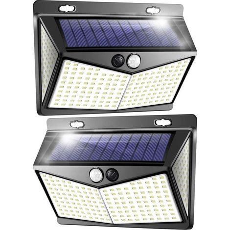 Lampes solaires extérieures, projecteurs LED extérieurs avec détecteurs de mouvement, appliques murales de jardin - paquet de 2 (1/5)