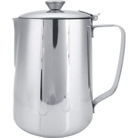 Tasse de moussage, Tasse à mousser tasse de tasse à café en acier inoxydable cruche de moussage de lait cruche avec couvercle pour Latte Coffee Art(1000ml) (1/5)