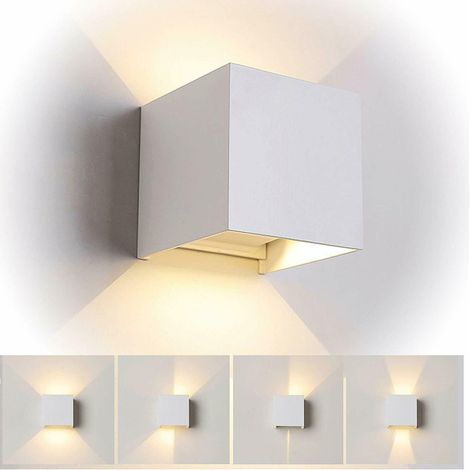 Applique da parete IP65 led Cubo Bianco per esterni 12w fascio Luce Regolabile 4000K LED