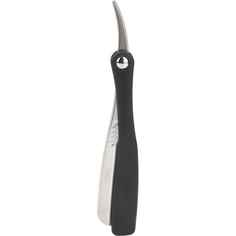 Porte-lame de tondeuse à barbe léger et vintage, gravé et doté d'une poignée ergonomique. Support de lame manuel argenté. (1/5)