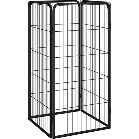 Parc pour chien-Abri pour chien-Chenil 4 panneaux Noir 50x100cm Acier enduit de poudre 230374 (1/5)