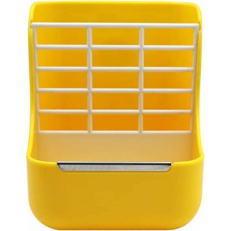 2-in-1 pet feeder and grass frame for rabbits, chinchillas, guinea pigs, small animals, bite-proof with fixed assembly (yellow) (1/5)