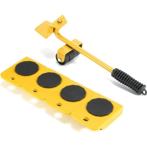 HeavEasy Lifting and Transport Tool, 5 Pieces, Versatile and Sturdy, Easy to Use, Ideal for Furniture and Appliances, Yellow, Iron (1/5)