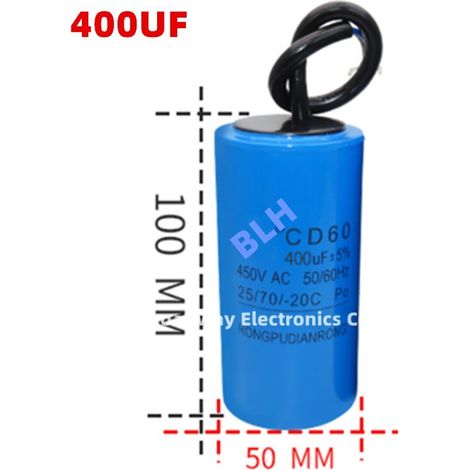 Condensateur de démarrage avec coque en plastique, cellule électrolytique, CD60, 450V, 450ylique, 400UF (1/3)
