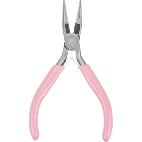 Pince à aiguilles miniature sourcing map 4,5" de précision dentelée avec poignée en plastique rose