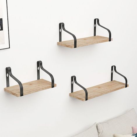 1pcs etagères murales, Étagère Murale Bois et Métal, Etagères Murales de Rangementen Fil Métallique Rustique Charge Maximal 20 Kg pour Salon Chambre Bureau Salle de Bains ou Cuisine--231510cm (1/3)