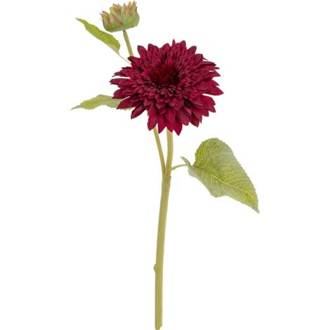 Dahlia Burgundy Raven Stem Artificial Flower - Plastic - H47 cm - Green