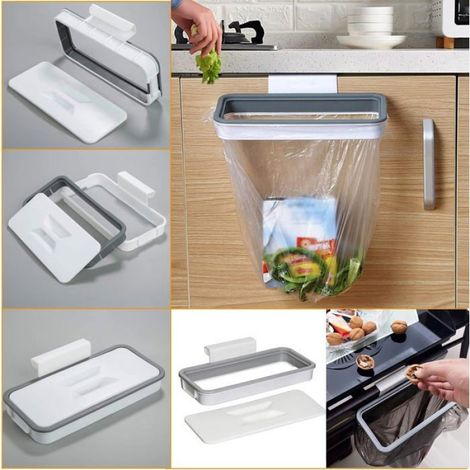 Support pour sac poubelle avec clip fixe pour tiroir/porte/meuble, idéal pour camping-car, cuisine, tri sélectif. (1/5)