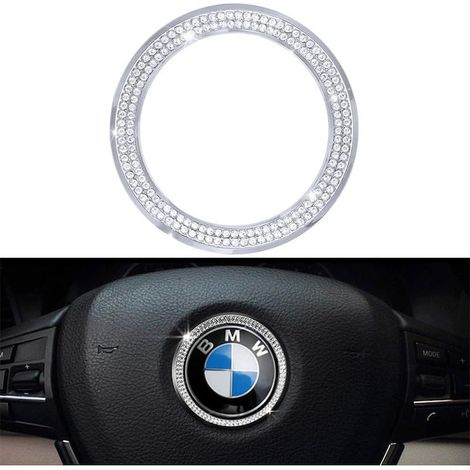 Jeu de caches pour volant avec logo BMW, en aluminium argenté (1/5)