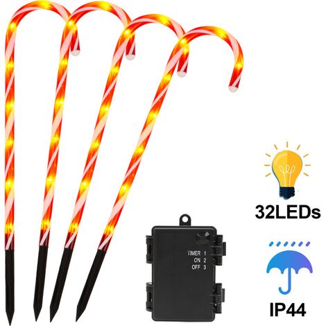 SWANEW Decorazione natalizia luminosa all'aperto, set di 4 lampade a canne di Natale, luci a led per la decorazione del giardino all'aperto (1/5)