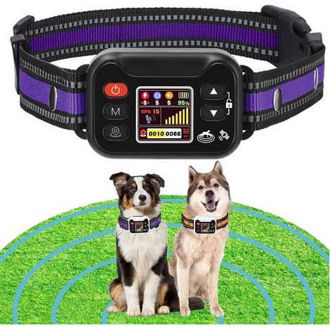 Clôture anti-fugue GPS sans fil avec collier dressage étanche IPX6 rechargeable rayon 15-2000m 3 modes (1/5)