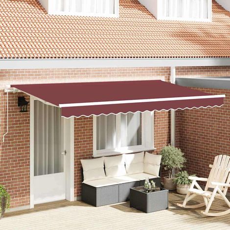 Einziehbare Markise Bordeauxrot 350 x 200 cm Stoff (1/5)