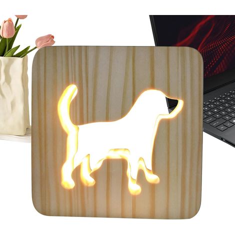 Veilleuse en bois Mignonne Lampe Chien LED (1/5)