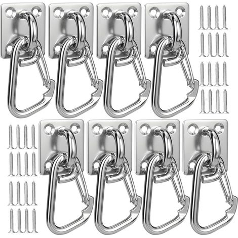 Lot de 8 crochets carrés à œillets en acier inoxydable – Crochets M6 pour suspension de plafond avec vis (1/5)