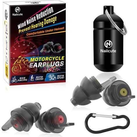 Bouchon Oreille Moto Réduction Vent Bruit, 2 Paires Réutilisables (1/5)