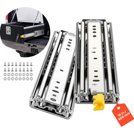VEVOR Guías para Cajones 40,6 cm 227 kg Correderas para Cajones con Bloqueo, con Extensión Completa de 3 Secciones, Rodamientos de Bolas, 1 Par, Tornillos y Tuercas para Armarios, Cocinas y Caravanas (1/5)