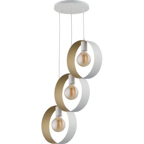Lampadario Happy moderno anelli bianco oro 3xE27 Ø45 Sigma