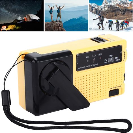 Radio à manivelle, lampe torche LED à manivelle, mini radio AM/FM/WB rechargeable à manivelle, lampe LED de secours d'extérieur (1/5)