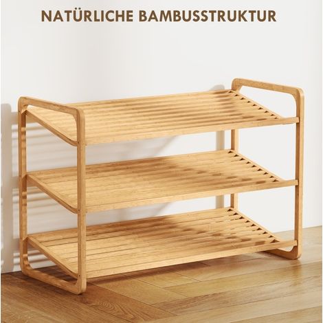 Scarpiera in bambù a 3 ripiani per ingresso, 76 x 33 x 50,8 cm, portata 30 kg, colore naturale (1/5)