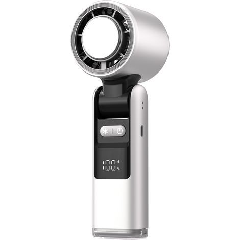 Mini ventilateur portable silencieux rechargeable 4000mAh – 5 vitesses – Fonction glace – Autonomie jusqu'à 10h – Pour extérieur et bureau (1/5)