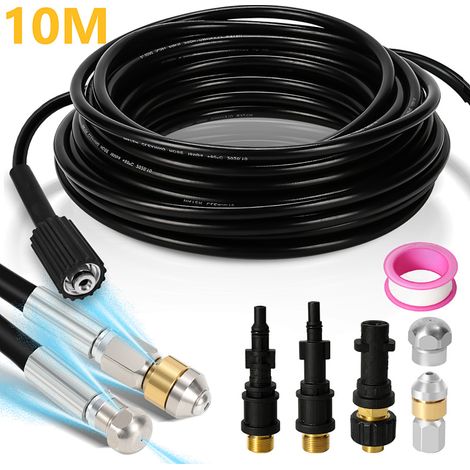 TolleTour Kit desatascador 10m 160Bar con boquillas fija y rotativa, incluye adaptadores