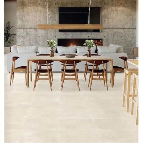 Carrelage d'intérieur imitation béton - Série TECNIK - Dimensions : 45 x 45 cm - IVORY