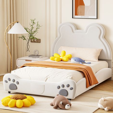 MEUBLIV Kinderbett 140x200 cm Weiß – Bärenform, gepolstert, ohne Matratze (1/5)