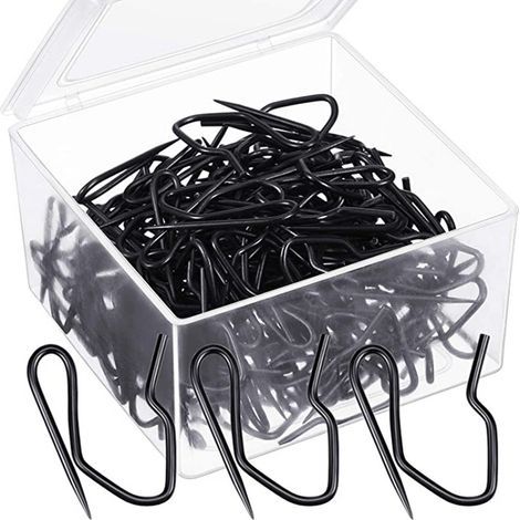 30 mm schwarze, spitze Gardinenhaken, S-förmige Stoffhaken, Edelstahlhaken, galvanisierte Haken, Gardinenzubehör (10 Stück) (1/5)