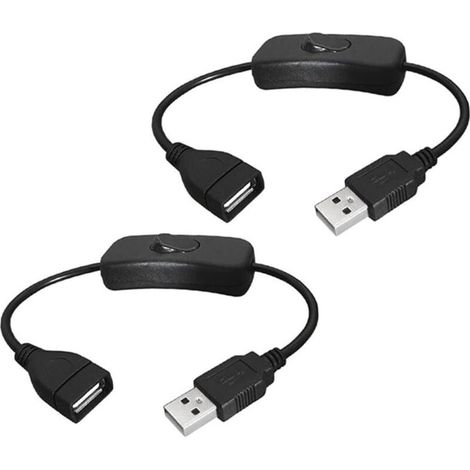 2 pièces rallonge USB mâle vers femelle avec interrupteur à bascule, 28 cm, 5 V 2 A, pour enregistreur de conduite, lampe LED, ventilateur USB (1/4)