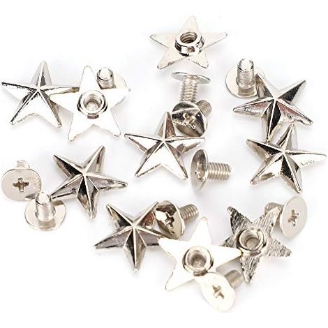 30 Ensembles vis en Alliage de Zinc étoile Rivets 14mm étoiles Goujons et Pointes métal Cuir-Artisanat Bricolage pour Chaussures Sacs vêtements décoration(Argent) (1/5)