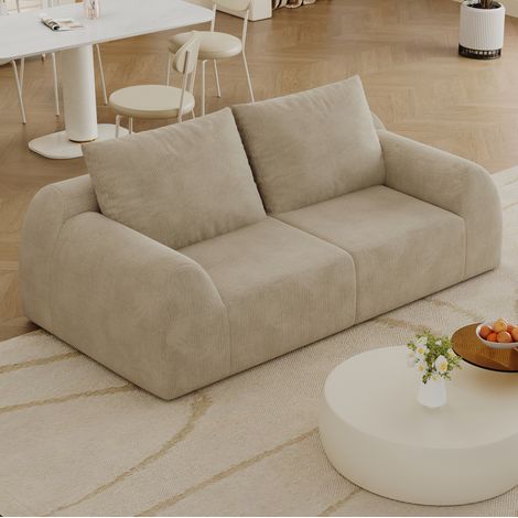 Divano 190 cm, imbottitura in schiuma ad alta elasticità, senza montaggio, tessuto chenille, khaki (1/5)