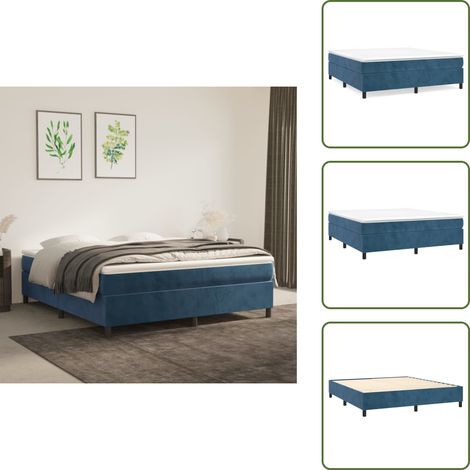 Boxspringbett mit Matratze Dunkelblau 180x200 cm Samt - Samtbett - Boxspringbett - Doppelbett - Luxusbett - Bettauflage (1/5)