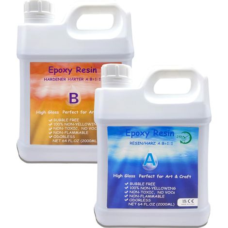 Résine èpoxy 4 Kg Resine Transparente pour Le Moulage Les Dessus de Table, la Fabrication de Bijoux et la décoration, l'art, l'artisanat, Les Tables de rivière (1/5)