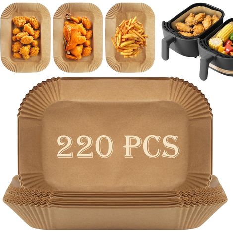 Papier sulfurisé pour friteuse à air Ninja, 220 feuilles, 22 cm, compatible avec les friteuses à air à double zone de cuisson (7,5 à 9,5 pouces). (1/5)