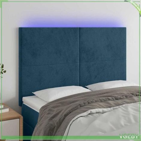 Tête de lit - FAF7291712408526 - Velours bleu foncé - LED USB 5V découpable - 144x5x118/128 cm (hauteur réglable) (1/5)